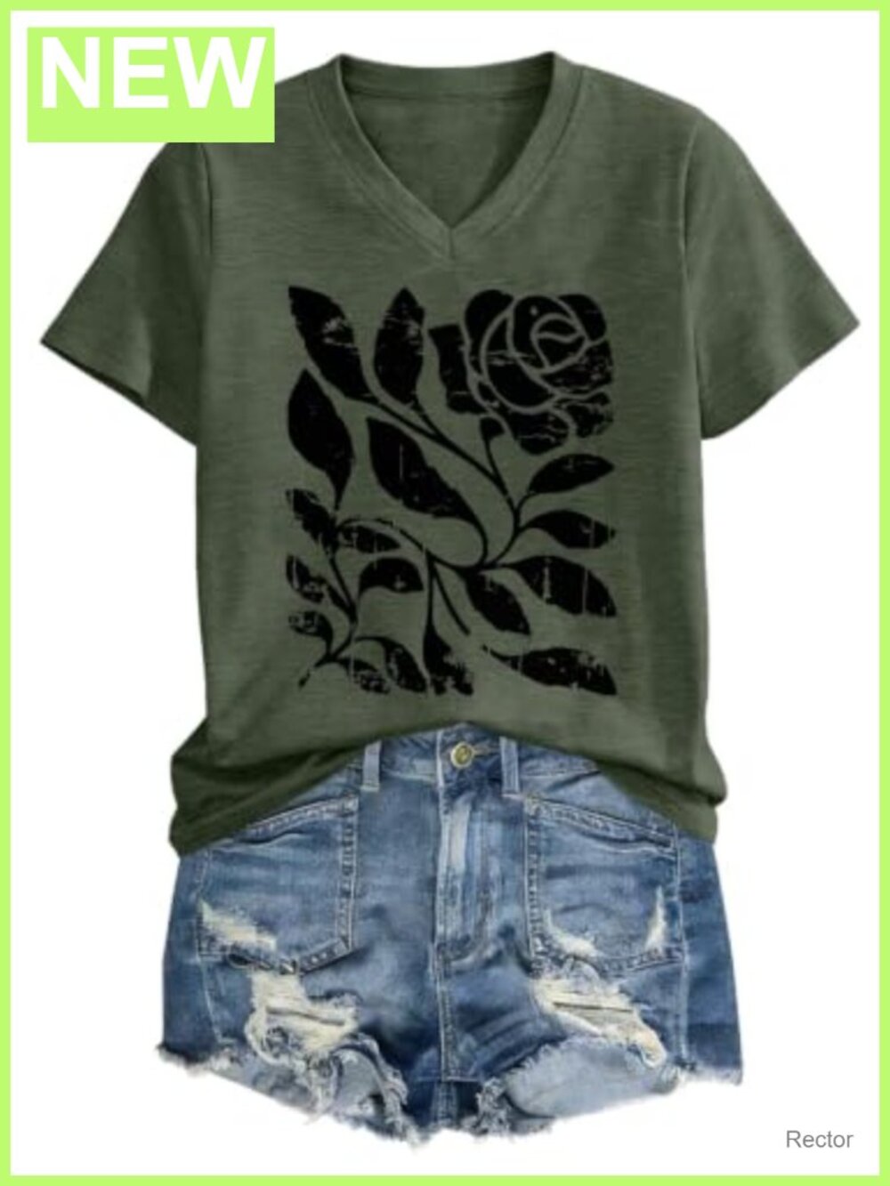 Women's V-Neck Boho Floral Graphic Tee Short Sleeve Casual Summer Top